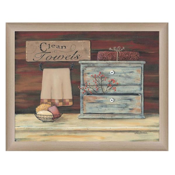 HomeRoots Charlie Clean Towels 1-Piece Framed Wall Art 14 in. x 17 in.