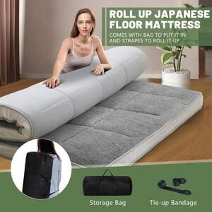BOZTIY Japanese Floor Mattress 4 in, Polyester Fill Tatami Mat Sleeping Pad  Foldable Roll Up Mattress, Twin, Black I1327138-BK-TWIN@1 - The Home Depot