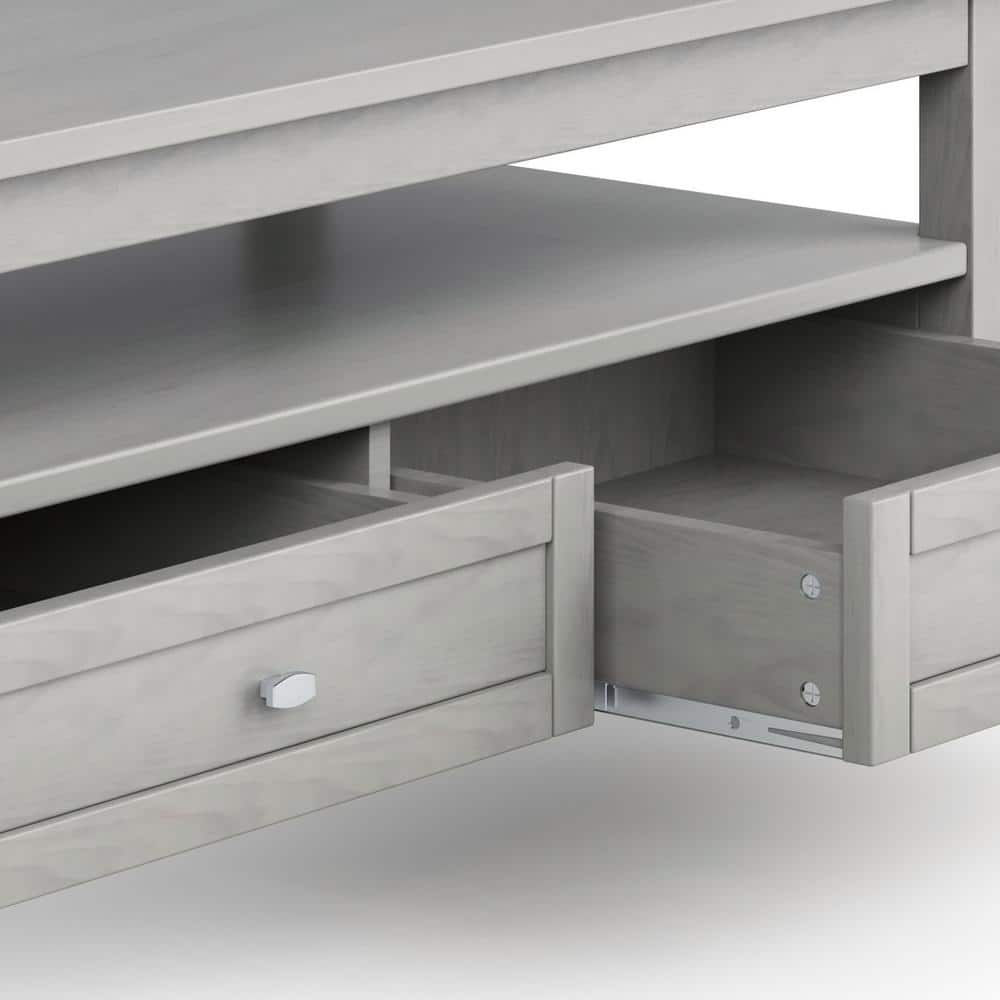 Fog Gray Solid Wood Coffee Table with Storage