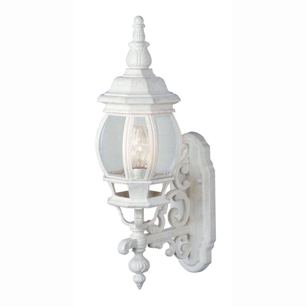 UPC 736916185035 product image for Francisco 19.5 in. 1-Light White Coach Outdoor Wall Light Fixture with Clear Gla | upcitemdb.com