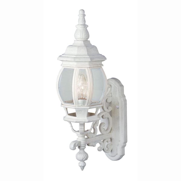 Bel Air Lighting Francisco 19.5 in. 1-Light White Coach Outdoor Wall Light Fixture with Clear Glass