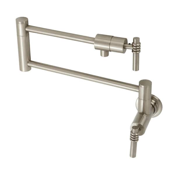 Kingston Brass Milano Wall Mount Pot Filler in Brushed Nickel