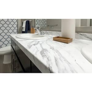 4 ft. x 10 ft. Laminate Sheet in Calcutta Marble with Premium Textured Gloss Finish