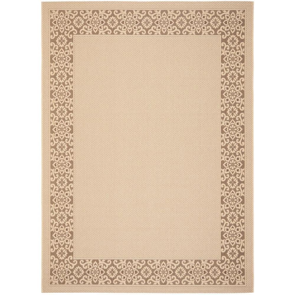 Modern Elegance Cream & Chocolate 8'x11' Easy-Care Outdoor Rug