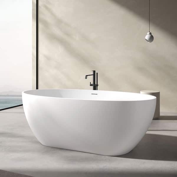 63 in. x 22 in. Soaking Bathtub with Center Pop up Drain in White