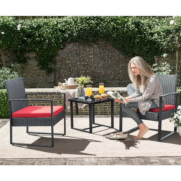 rattan effect bistro set 3 piece