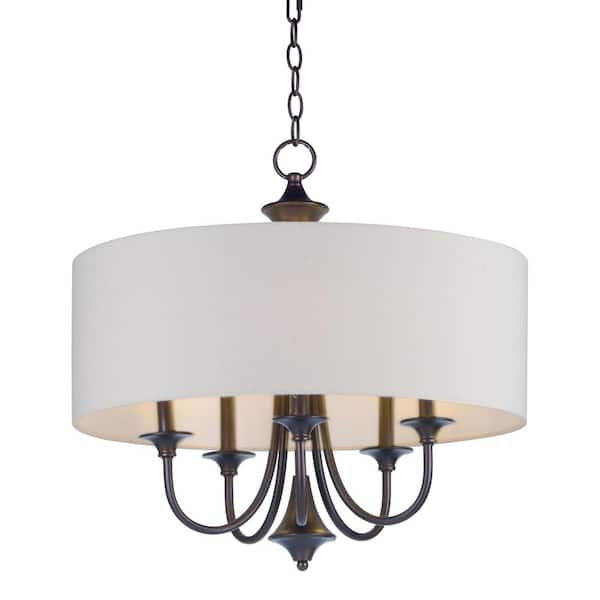 Maxim Lighting Bongo 5-Light Oil Rubbed Adjustable Bronze with White Fabric Shade Pendant