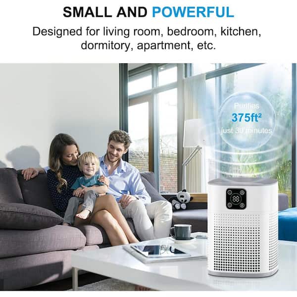 600 sq. ft. H13 HEPA Air Purifiers for Bedroom with Air Intake 3 Fan Speeds and 3 Stage Filtration in White 29CPH005007 The Home Depot