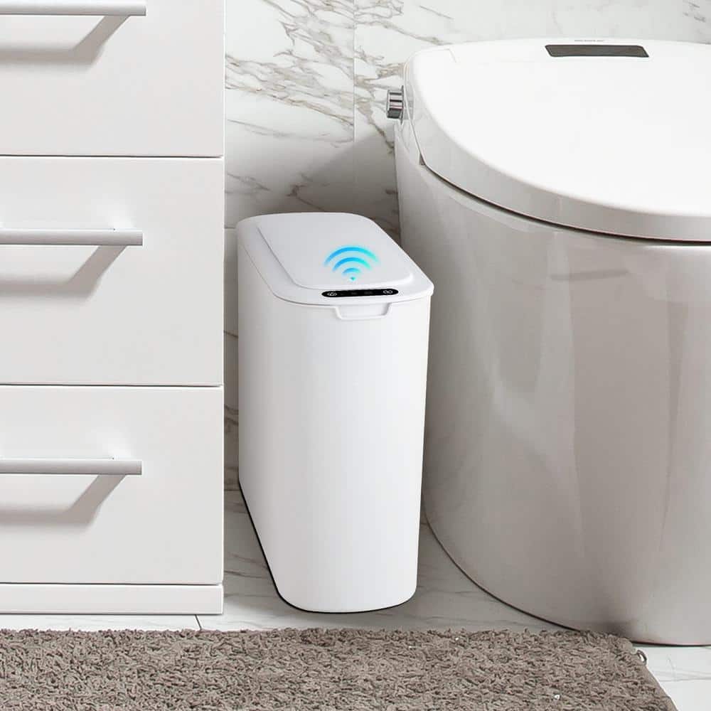 Smart Motion Sensor Bathroom Trash Can, Touchless Garbage Bin with Lid in W