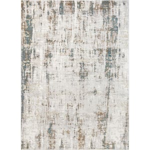 Urbano Matteo Blue/Beige Vintage Antique Distressed 9 ft. 3 in. x 12 ft. 3 in. Area Rug