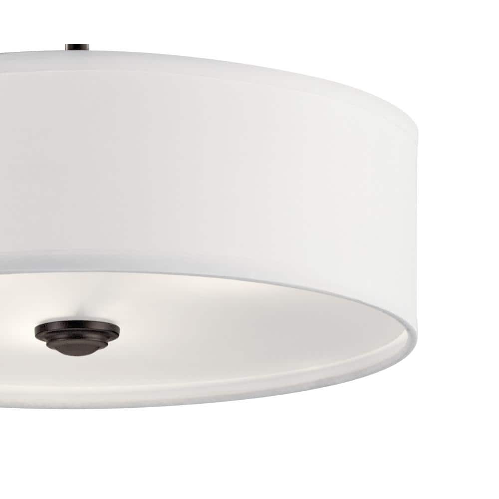14" Black Transitional Semi-Flush Mount with Satin Etched Glass