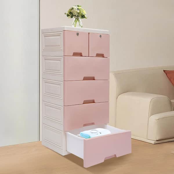 5 Drawers Storage Cabinet Plastic Modern Gradient Pink Organizer -  17.7*11.8*33in - On Sale - Bed Bath & Beyond - 37079860