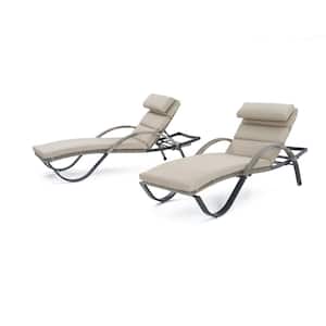 Cannes Patio Chaise Lounge with Slate Grey Cushions (2-Pack)