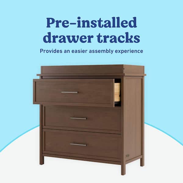 Graco Classic Hazelnut 3 Drawer 35.51 in. Wide Dresser with Changing Topper  03713-608 - The Home Depot