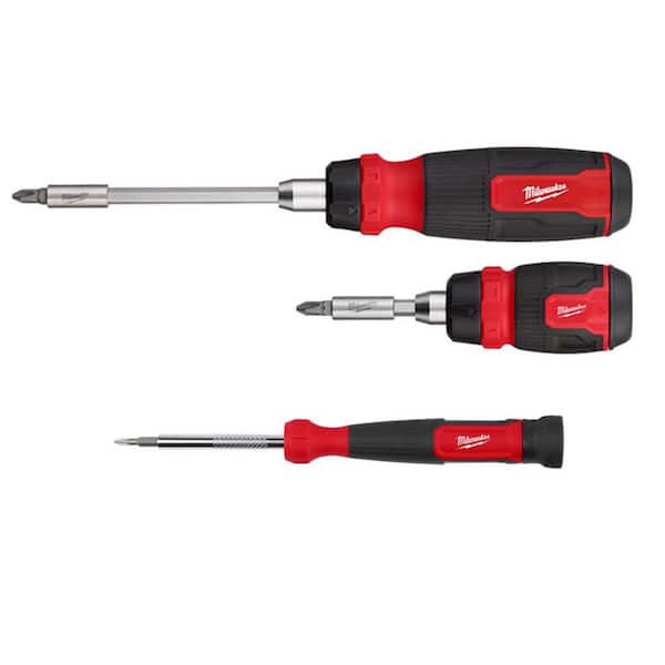Milwaukee 14-in-1 Ratcheting Multi-Bit with 8-in-1 Ratcheting Compact Multi-Bit and Precision Multi-Bit Screwdriver Set (3-Piece)
