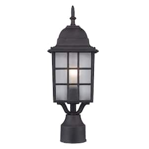 San Gabriel 1-Light Rust Outdoor Lamp Post Light Fixture with Frosted Glass