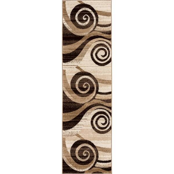 Well Woven Ruby Whirlwind Brown 2 ft. x 7 ft. Modern Runner Rug