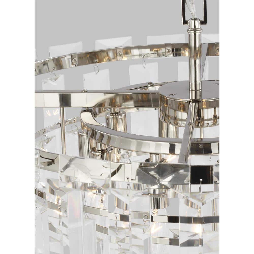 Elegant Arden Polished Nickel & Crystal 24" Tiered Chandelier