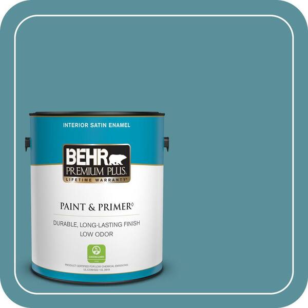 BEHR PREMIUM PLUS 1 gal. #520F-5 Harbor Satin Enamel Low Odor Interior Paint & Primer