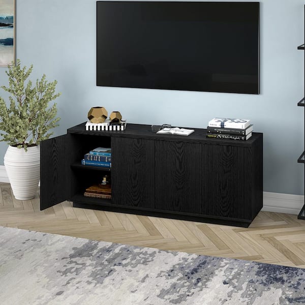 Reviews for Meyer&Cross Hanson 57.13 in. Black Grain TV Stand Fits