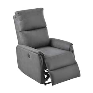 Upholstered Dark Gray Electric Power Recliner Chair with USB Charging Ports Lounge Single Sofa Home Theater Seating