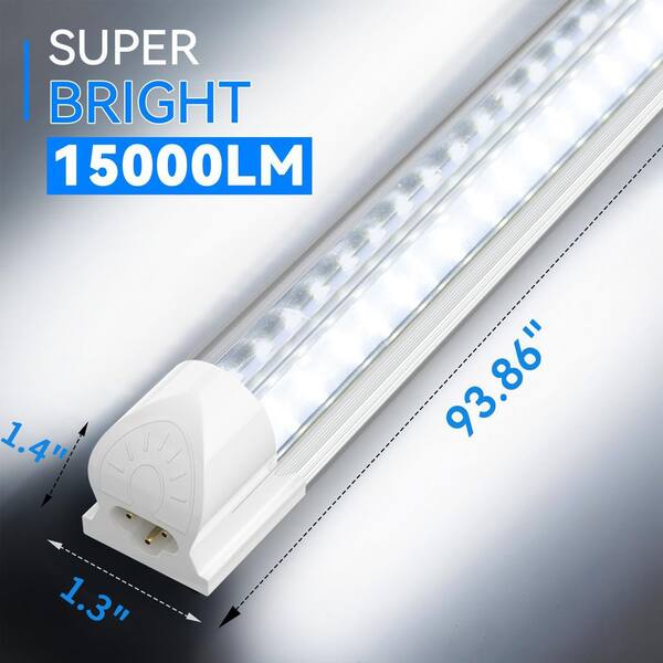 BIBIVIS 4-Pack 8 ft. 100-Watt T8 LED White Shop Light for Garage