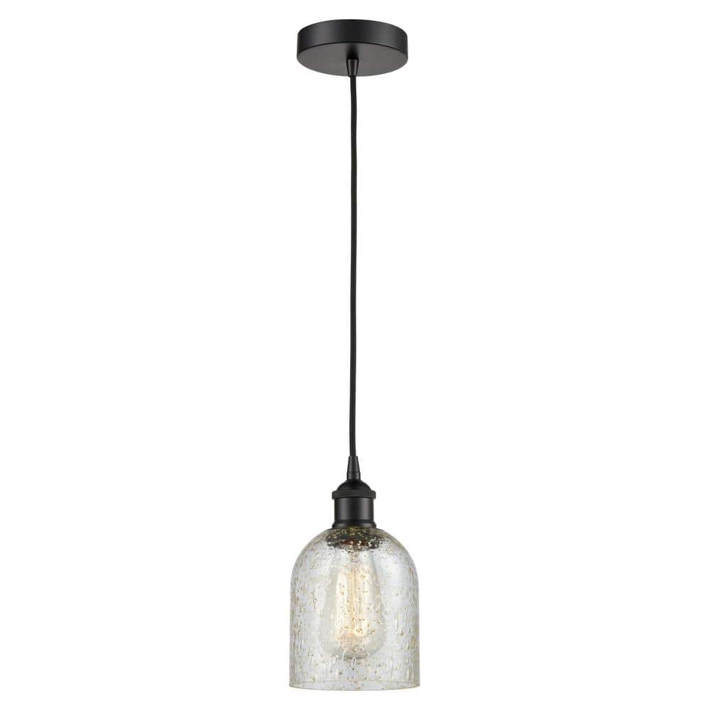 Caledonia 60-Watt 1-Light Matte Black Standard Mini Pendant Light with Painted Glass Shade, No Bulbs Included price history on PriceWatchPro