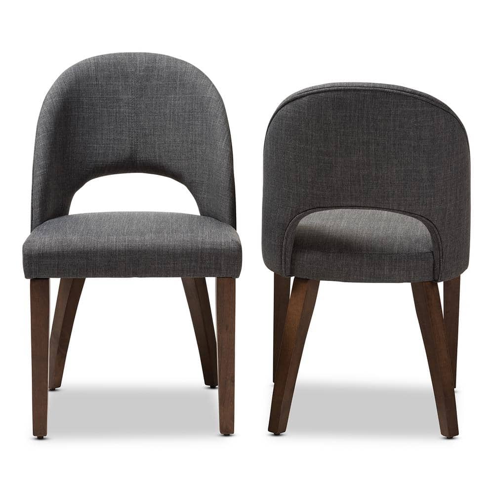Parsons High-Back Side Chair in Dark Grey with Wood & Cane