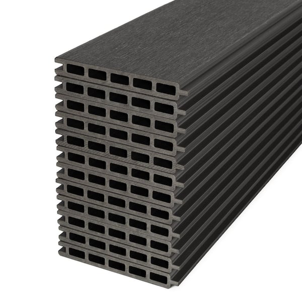 6 ft. x 6 ft. Composite Fence Series Charcoal Gray Brushed Fence Panel Boards (12-Pack)