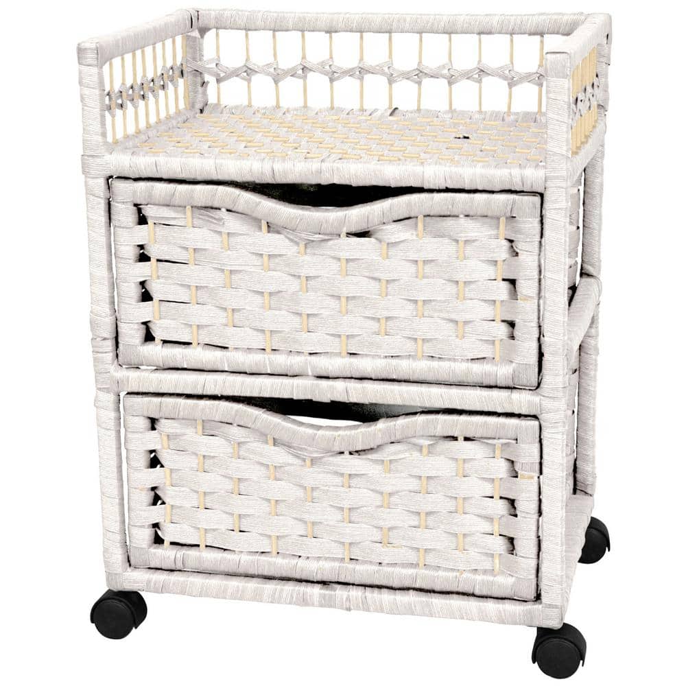 Oriental Furniture 2 Gallon Natural Fiber And Wicker Drawer Chests, White