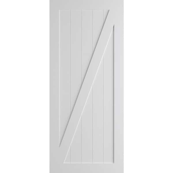 Unbranded 36 in. x 84 in. Modern Primed Z-Brace Primed Wood Sliding Barn Door with Hardware Kit