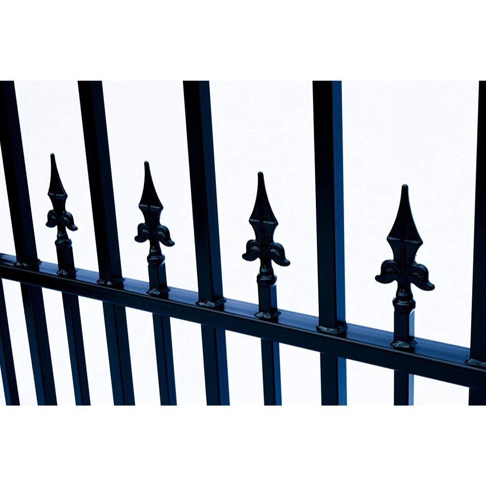 Prague Style Black Steel Sliding Driveway Gate with Pedestrian Gate