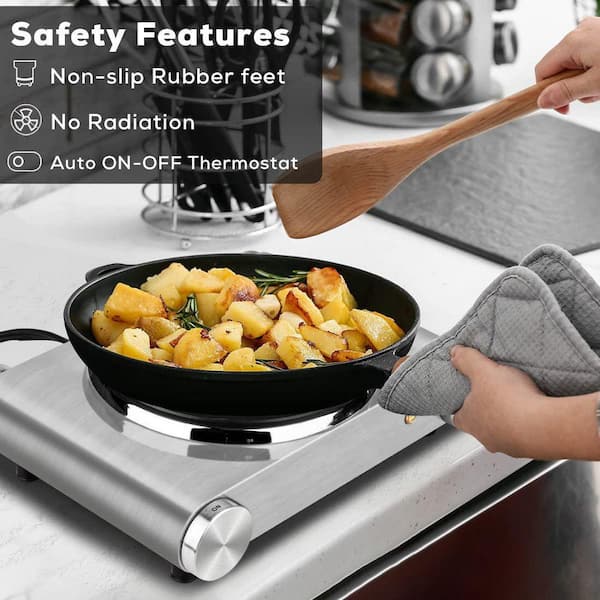 0 in. Electric Coil Single Burner Hotplate 1500 W Silver Stainless