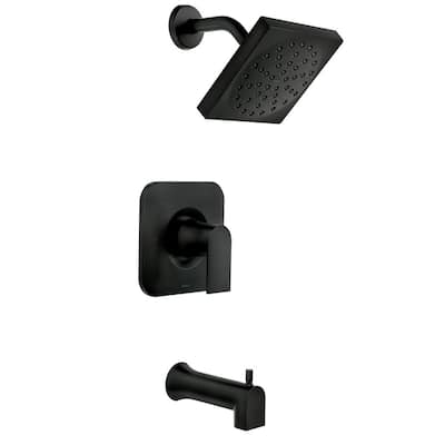 MOEN Genta Single-Handle 1-Spray Tub and Shower Faucet in Matte Black (Valve Included)