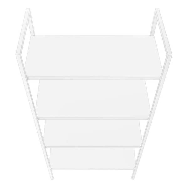 48 in. Tall White Metal and Laminate 4-Shelf Etagere Bookcase with