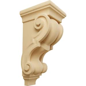 5 in. x 4-1/2 in. x 10 in. Unfinished Wood Alder Medium Traditional Wood Corbel