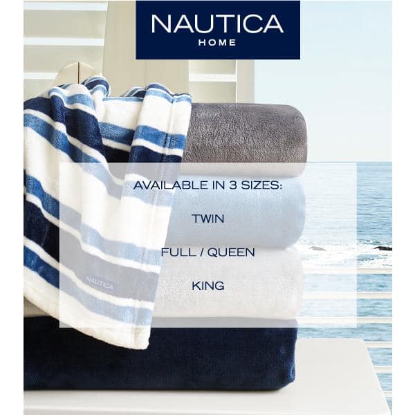 Nautica Gillbrooke 1-Piece Blue Ultra Soft Plush Microfiber Twin Blanket  USHSEE1196095 - The Home Depot