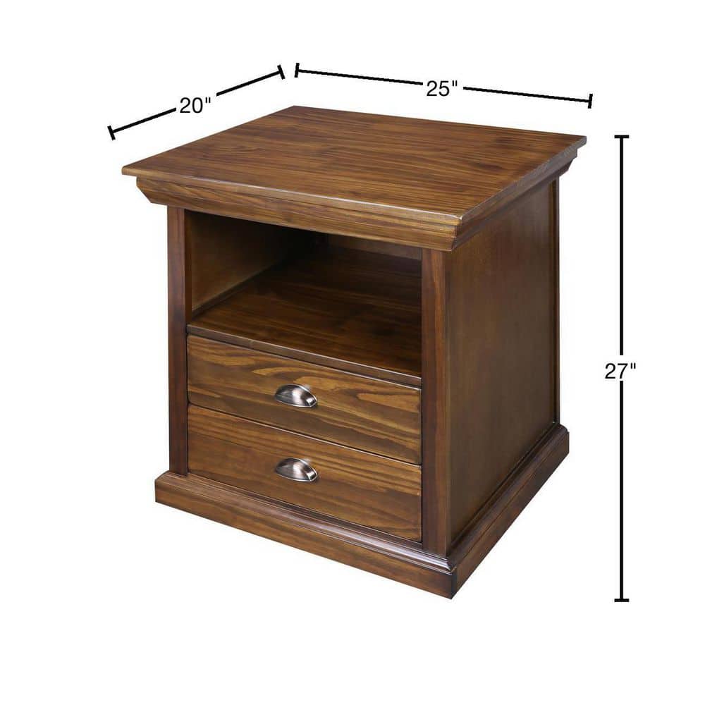 Lincoln 20" Mocha Solid Wood Nightstand with Concealed Drawer