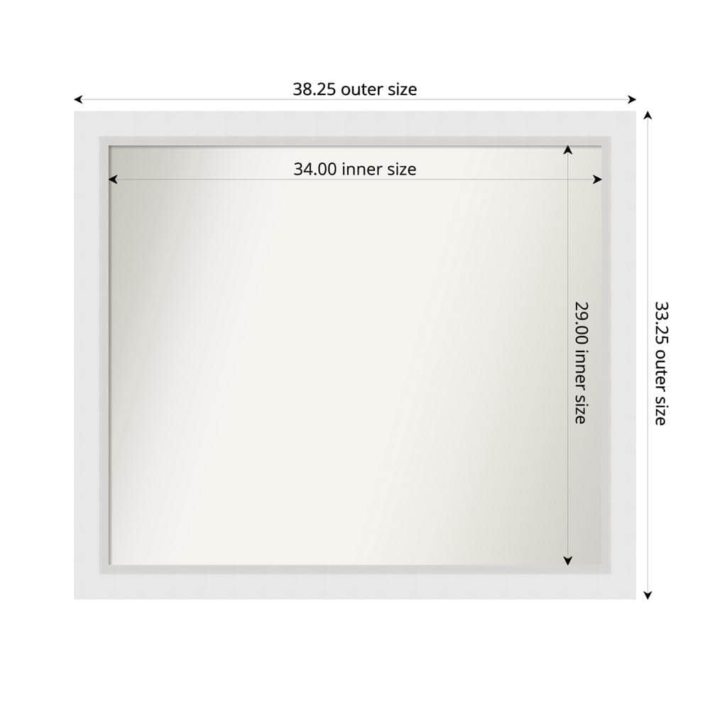 Blanco White 38.25 in. x 33.25 in. Custom Non-Beveled Wood Framed Bathroom 