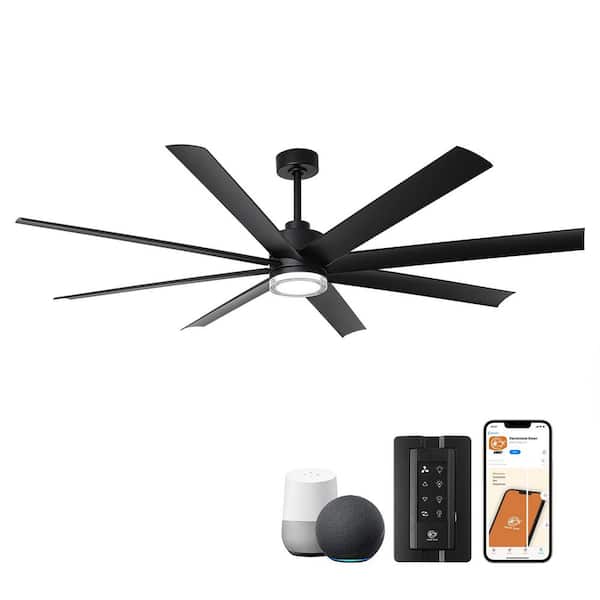 Parrot Uncle 72 in. Indoor Integrated LED Matte Black Smart Ceiling Fan with Light and Remote Control, Works with Alexa/Google