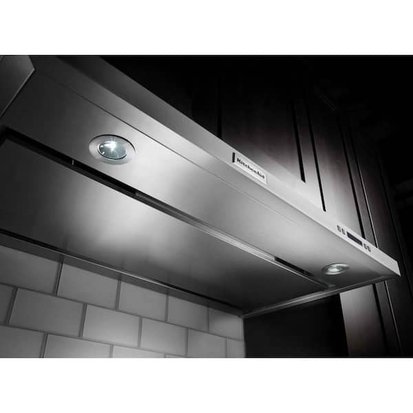 KitchenAid 30-in 600-CFM Convertible Stainless Steel Wall-Mounted Range Hood  with Charcoal Filter in the Wall-Mounted Range Hoods department at