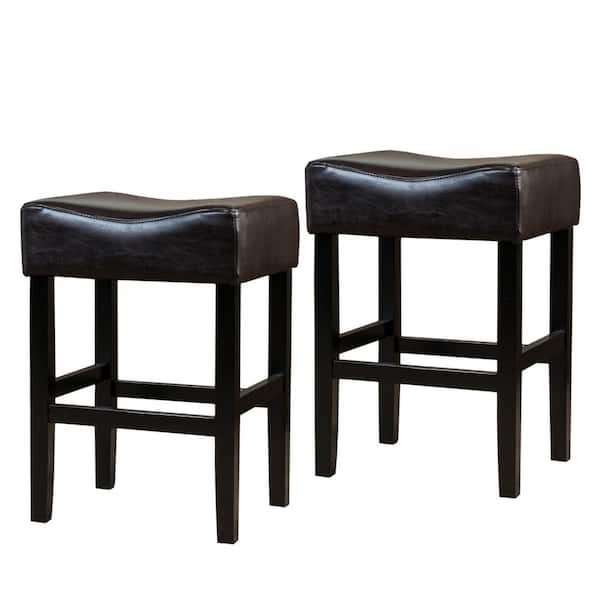 Noble House Portman 26 in. Brown Backless Counter Stools (Set of 2)