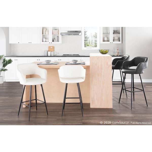 Margarite 29 in. Grey Faux Leather Upholstery Bar Stool (Set of 2)