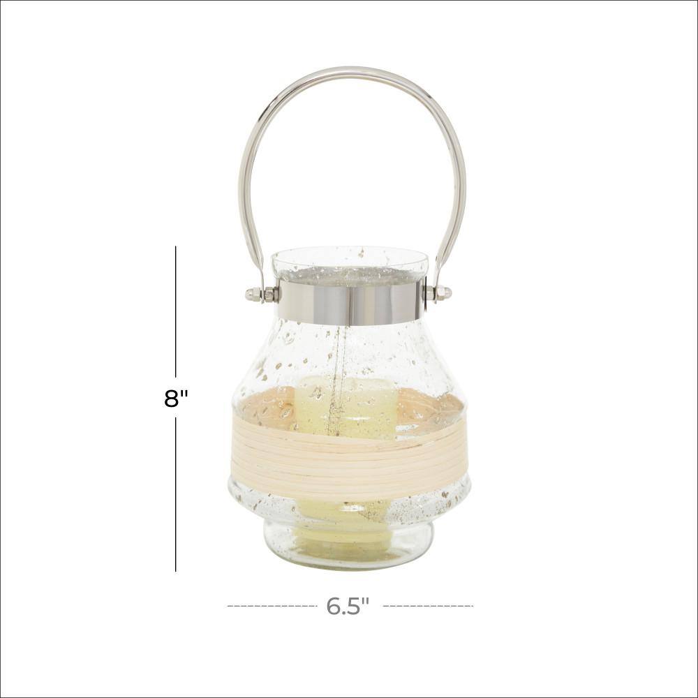 Clear Glass Hanging Candle Lantern with Metal Handle