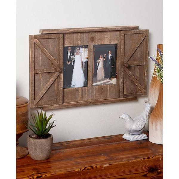 Barnyard Designs 4 Rustic Picture Frames with Matte for 4x6 Picture Frames  and 5x7 Collage Picture Frames for Wall, Distressed Wood Pictures Frames  Farmhouse Picture Frames, Wall Hanging, Brown, 12x16 