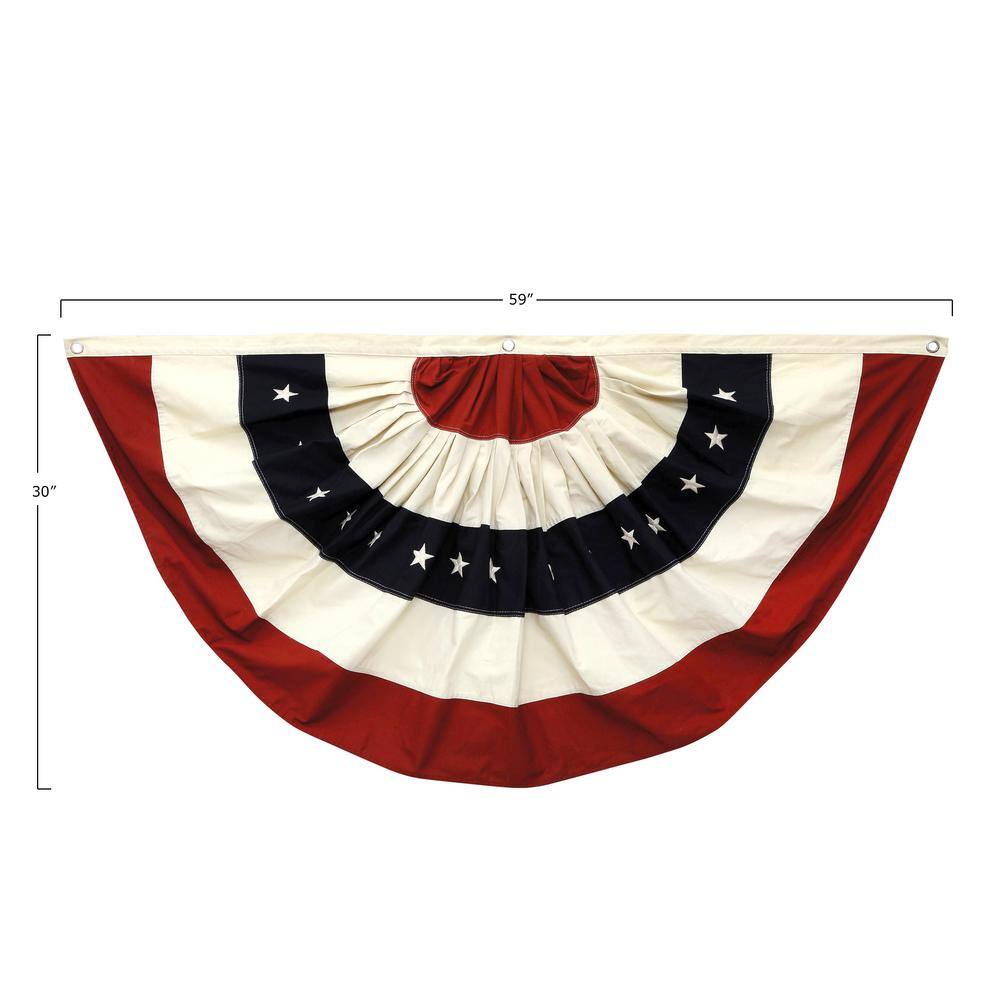 Patriotic Red, White, and Blue Cotton Half Circle Flag Bunting