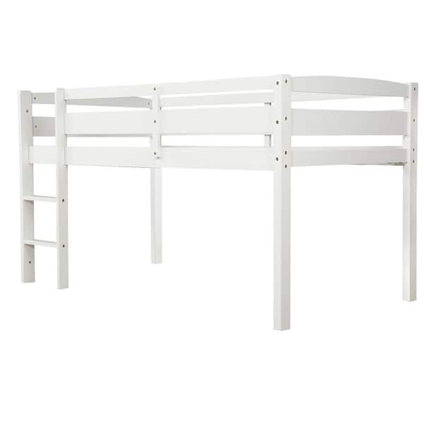 wetiny White Twin Loft Bed with Ladder