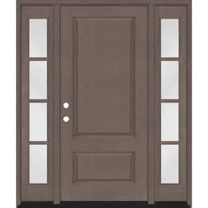 Regency 64 in. x 80 in. 2Panel 3/4-Squaretop RHIS Ashwood Stain Fiberglass Prehung Front Door with w/4Lite Dbl 12in.SL
