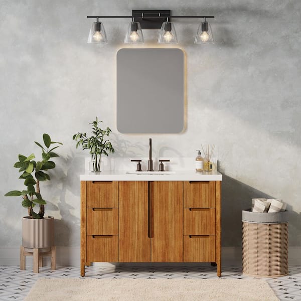 Water Creation Sequoia 48 in. W x 22 in. D x 34.4 in. H Single Sink Bath Vanity in Mango Wood with White Quartz Top with ORB Faucet