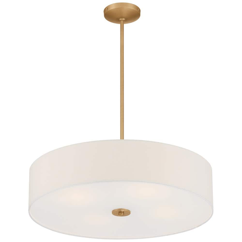 Transitional 24" Brass Drum LED Ceiling Light